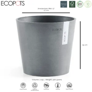 ECOPOT AMSTERDAM MINI 17 BLUE GREY